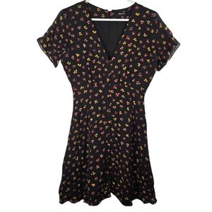 Madewell Womens 100% Silk Button-Front Swing Dress In Feline Floral Size 2 Lined